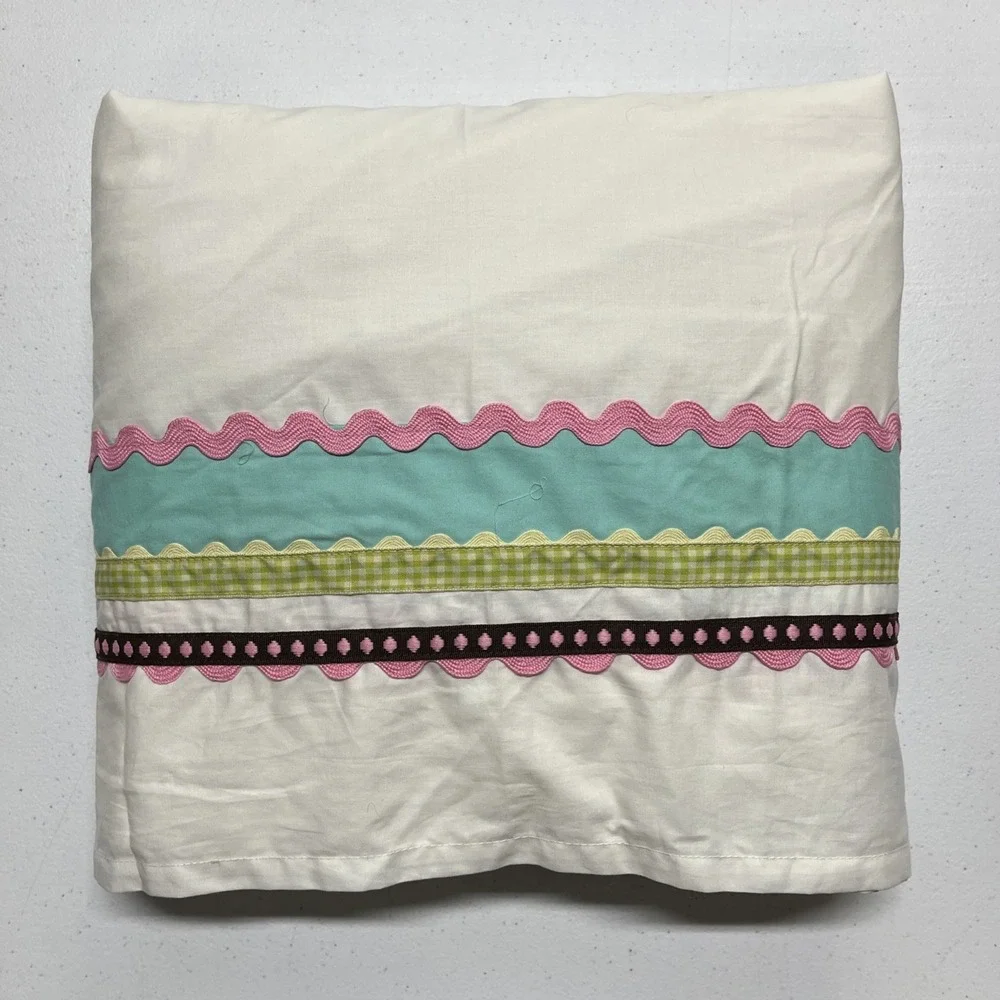 Pottery Barn Kids Coco Dot Crib Toddler Bed Skirt White Multicolor Pattern Trim